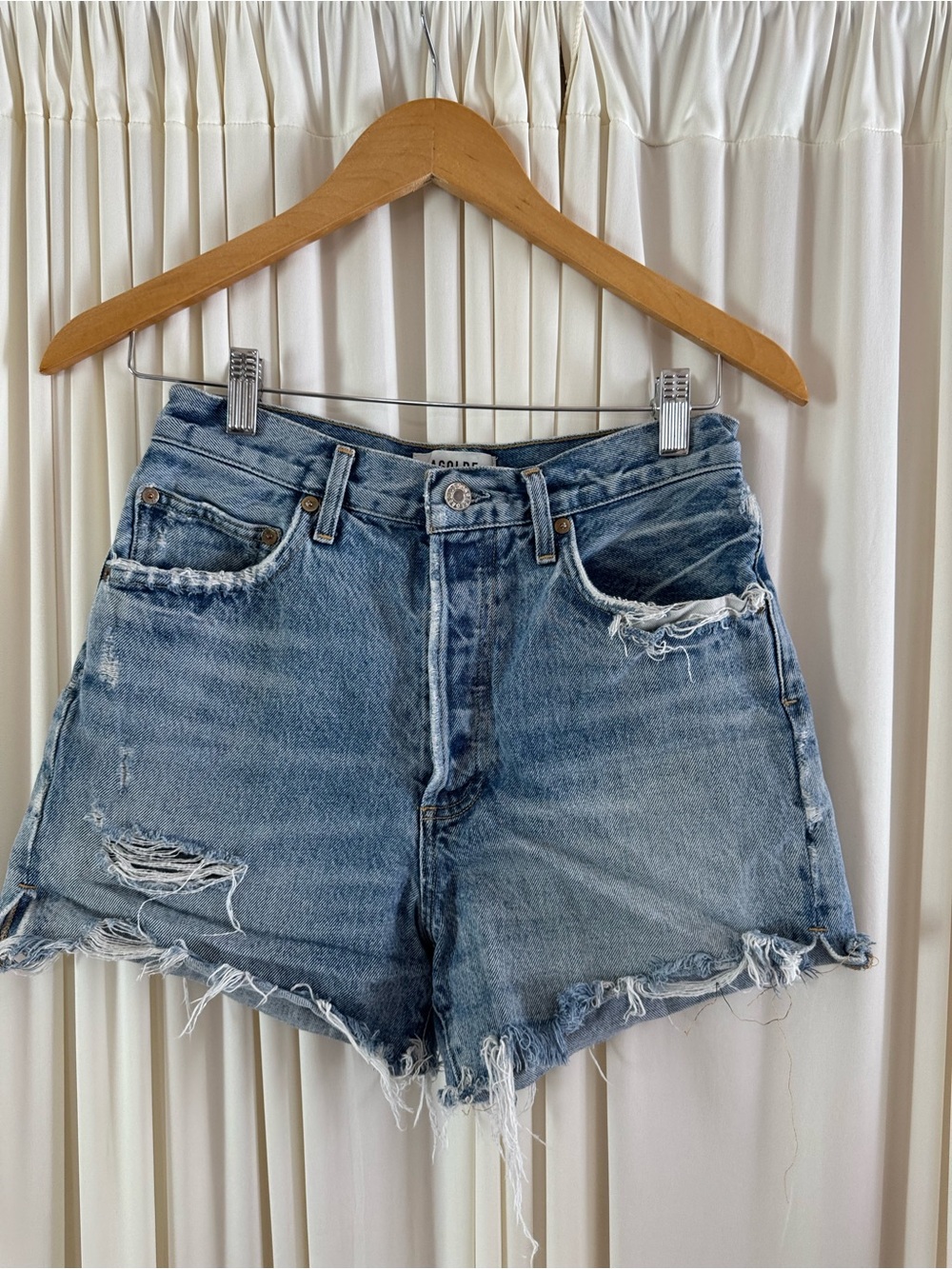 Agolde Dee Ultra High Waisted Cutoff Distressed Denim Shorts